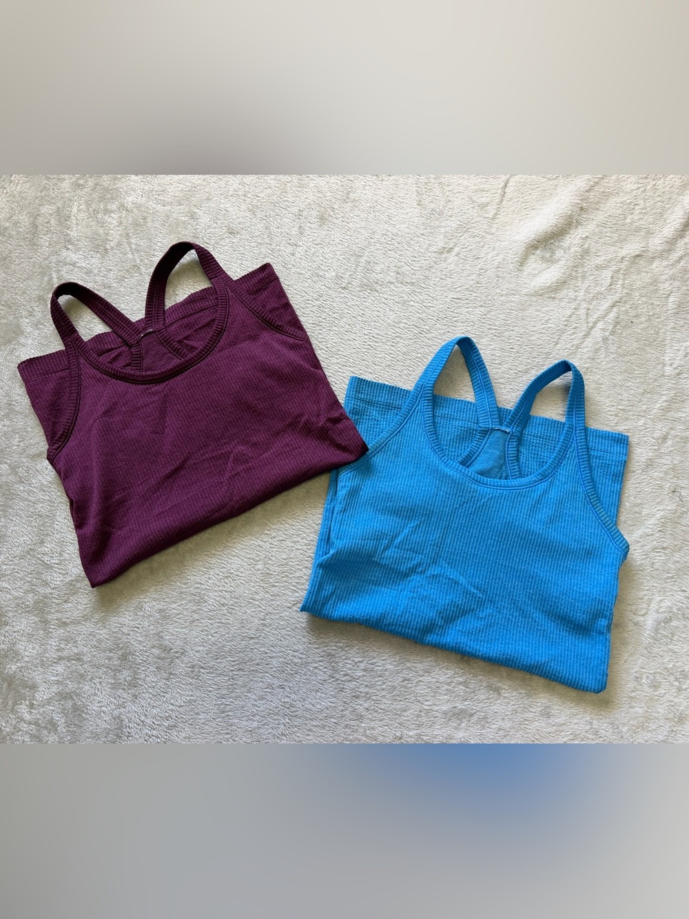 lululemon athletica Ribbed Tank Tops in Blue and Deep Burgundy Set of 2